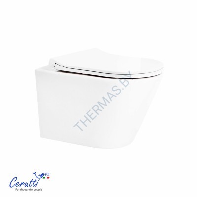 Подвесной унитаз Cerutti Ireneo Aria Tornado CT12148 безободковый с крышкой SoftClose