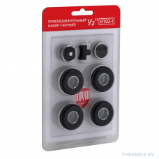 Монтажный комплект футорок для радиатора 1/2", цвет черный, Royal Thermo