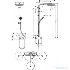Душевая система с термостатическим смесителем Hansgrohe, Pulsify 24220000