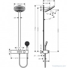 Душевая система с термостатическим смесителем Hansgrohe, Pulsify 24240000