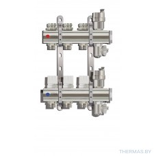 Коллектор для тёплого пола на 2 контура с вентилями и развоздуником, арт. KВ002, TIM